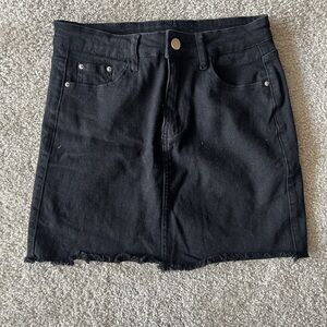 Black Denim Mini Skirt